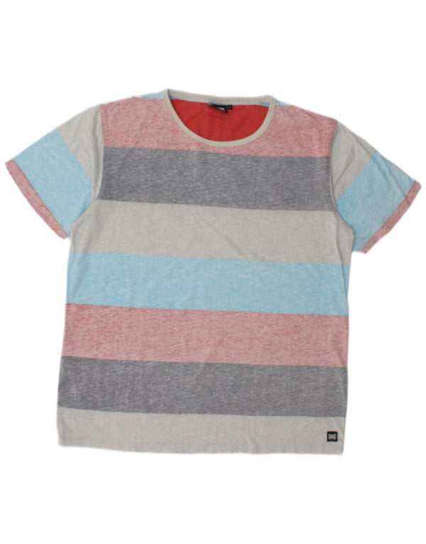 Animal Mens T-Shirt Top Large Multicoloured Striped Cotton