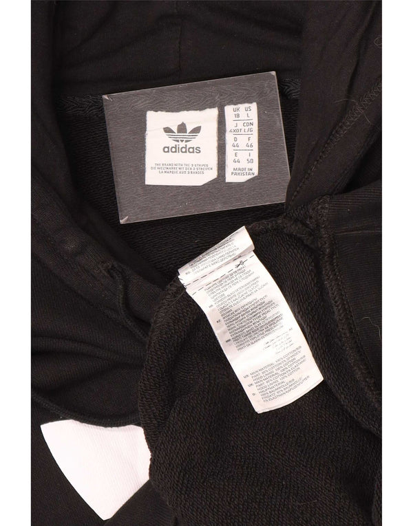 Pulover cu glugă cu grafic Adidas pentru femei UK 18 XL, bumbac negru
