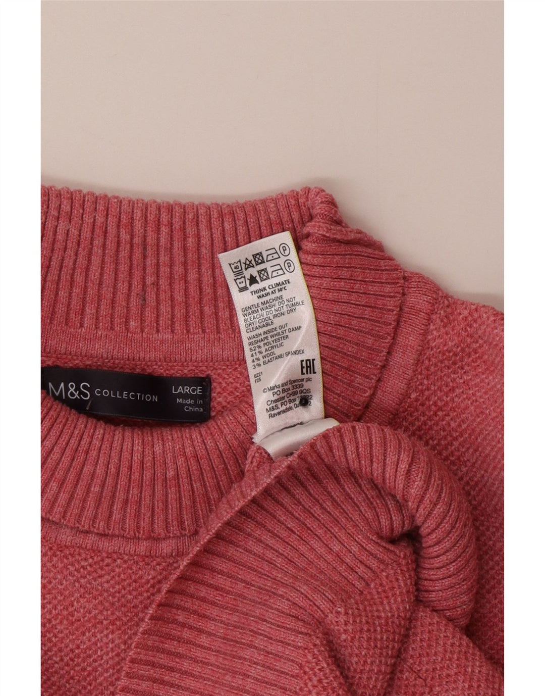 Marks & Spencer Pulover supradimensionat pentru femei cu gât rulat, UK 16, mare, roz