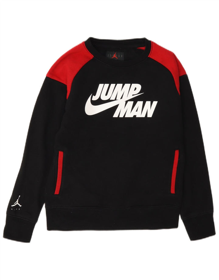 Hanorac cu grafic pentru băieți Jordan 10-11 ani, mediu negru, color block