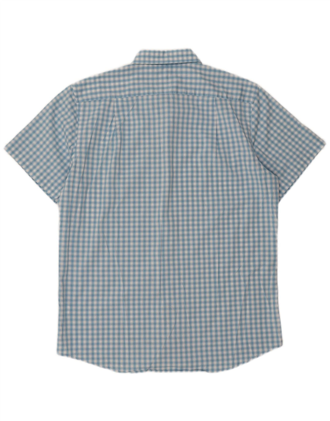 IZOD Mens Short Sleeve Shirt Large Blue Gingham Cotton