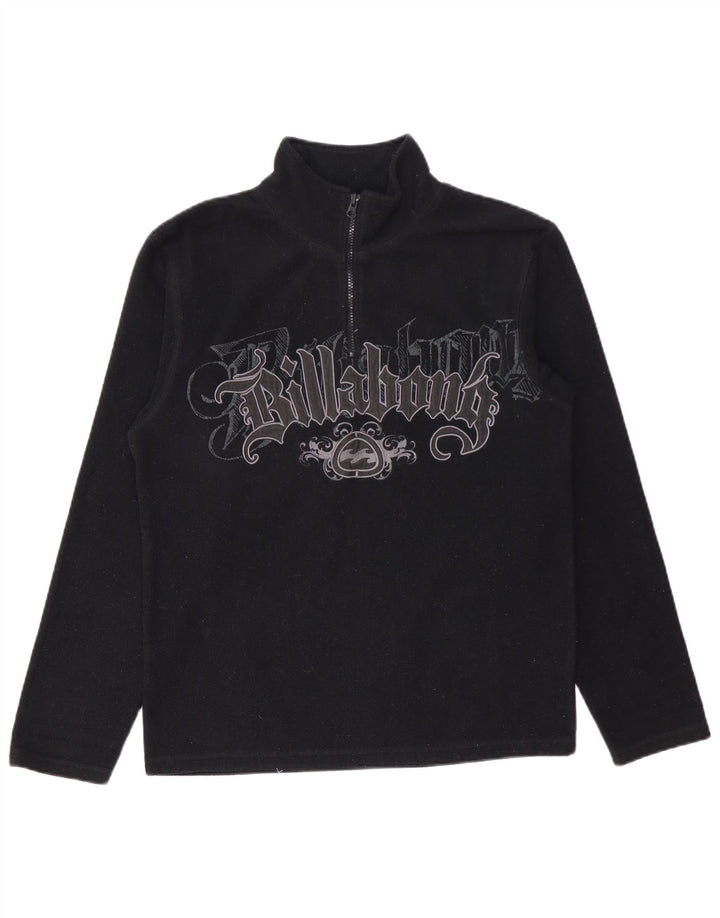 BILLABONG Pulover pentru bărbați, cu grafică, cu fermoar și gât, din lână, poliester negru mic