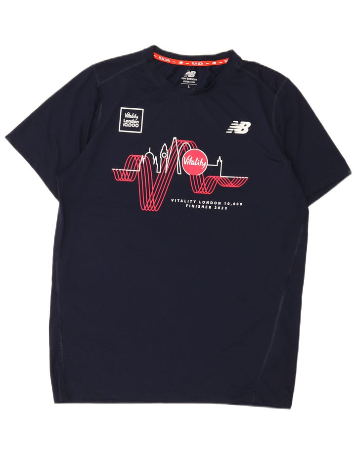 Tricou grafic pentru bărbați New Balance Top mare din poliester bleumarin