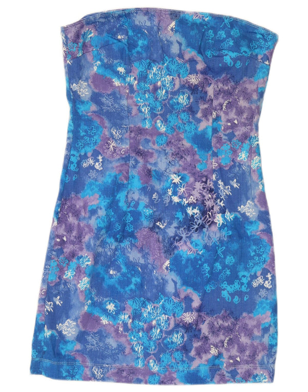 Rochie vintage pentru femei fără bretele UK 10 Small Blue Floral Festival