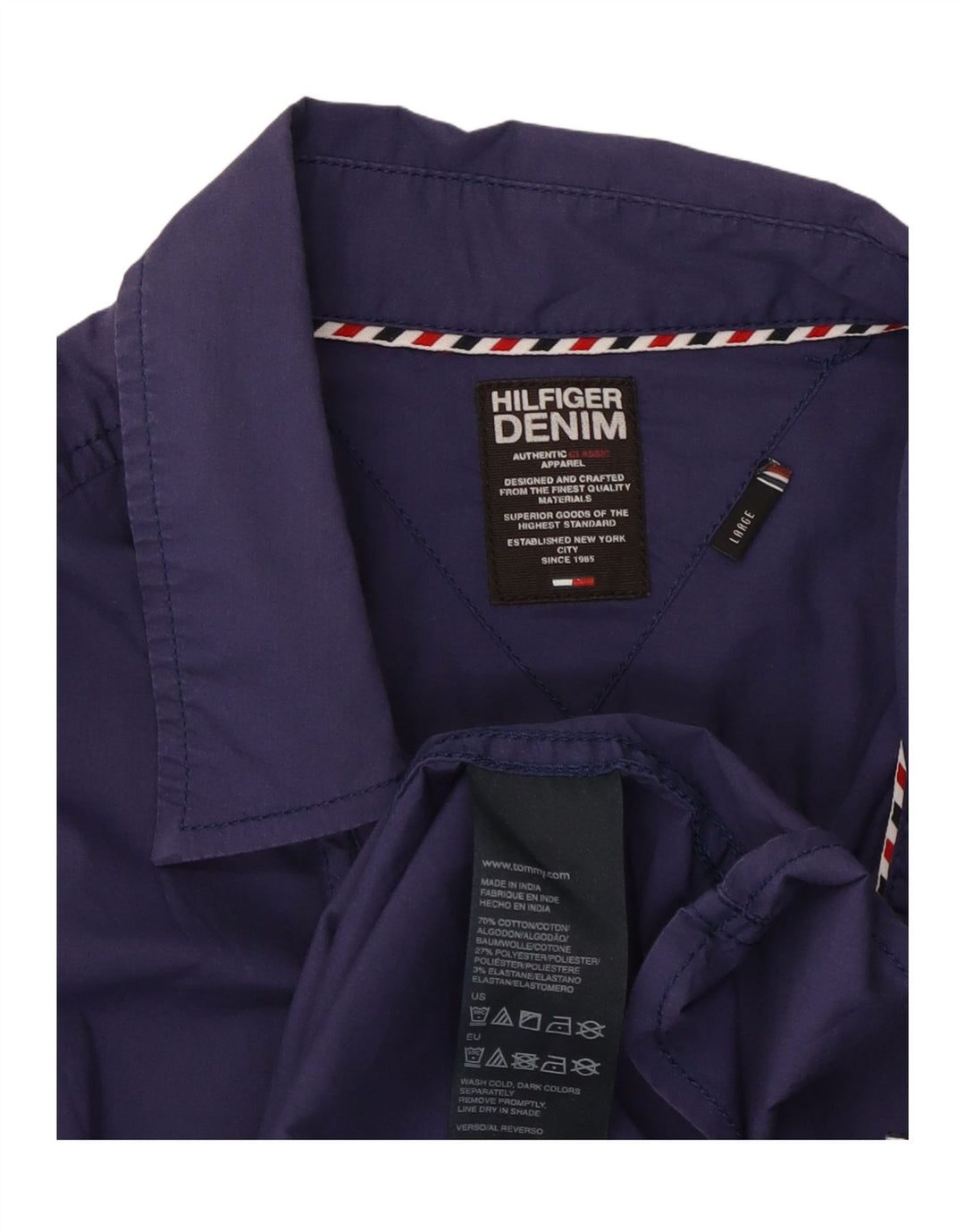 Cămașă pentru femei TOMMY HILFIGER UK 14 mare bumbac bleumarin