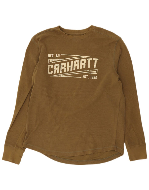 Carhartt pentru bărbați, cu îmbrăcăminte relaxată, top grafic cu mânecă lungă, bumbac verde mediu