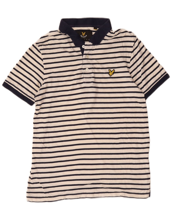 Tricou polo rugby Lyle & Scott pentru bărbați, bumbac cu dungi albe medii