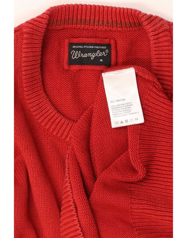 Pulover pentru bărbați Wrangler cu gât roșu, bumbac XL