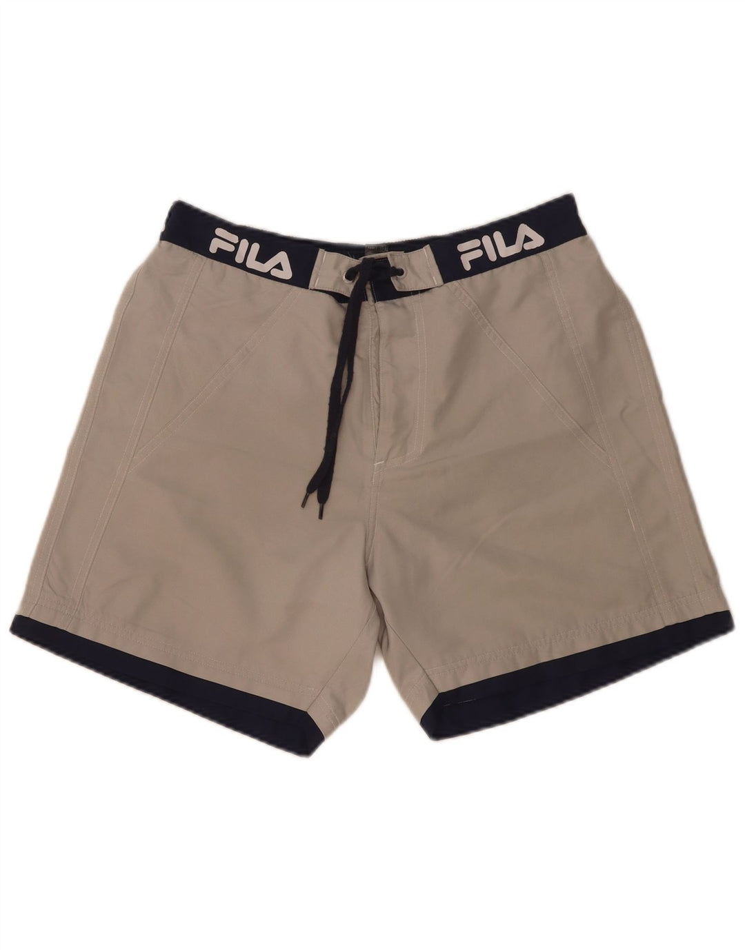 Pantaloni scurți de înot cu grafică Fila pentru bărbați, gri mediu, poliester color bloc