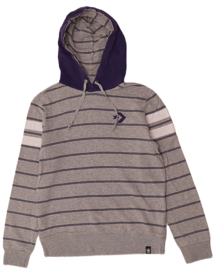 Pulover Converse pentru bărbați, bumbac color bloc, gri mediu