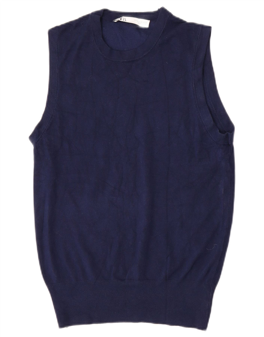 Zara Femei Vest Tank Top UK 12 Medium Bleumarin Viscoza