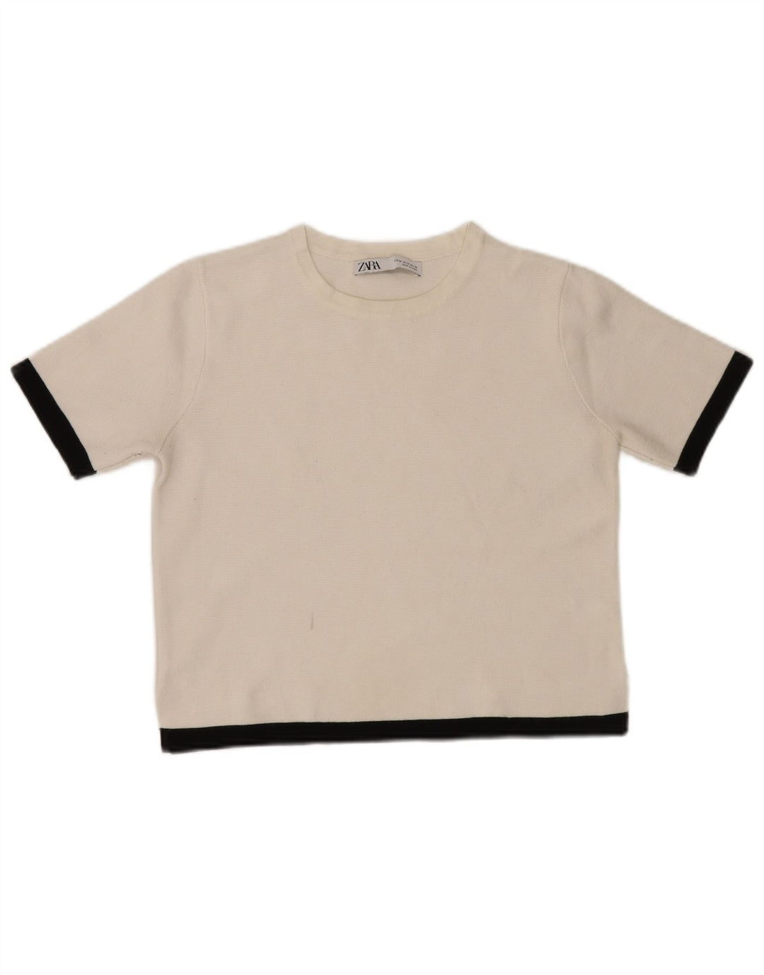 Tricou Crop pentru femei Zara UK 12 Medium White Colorblock