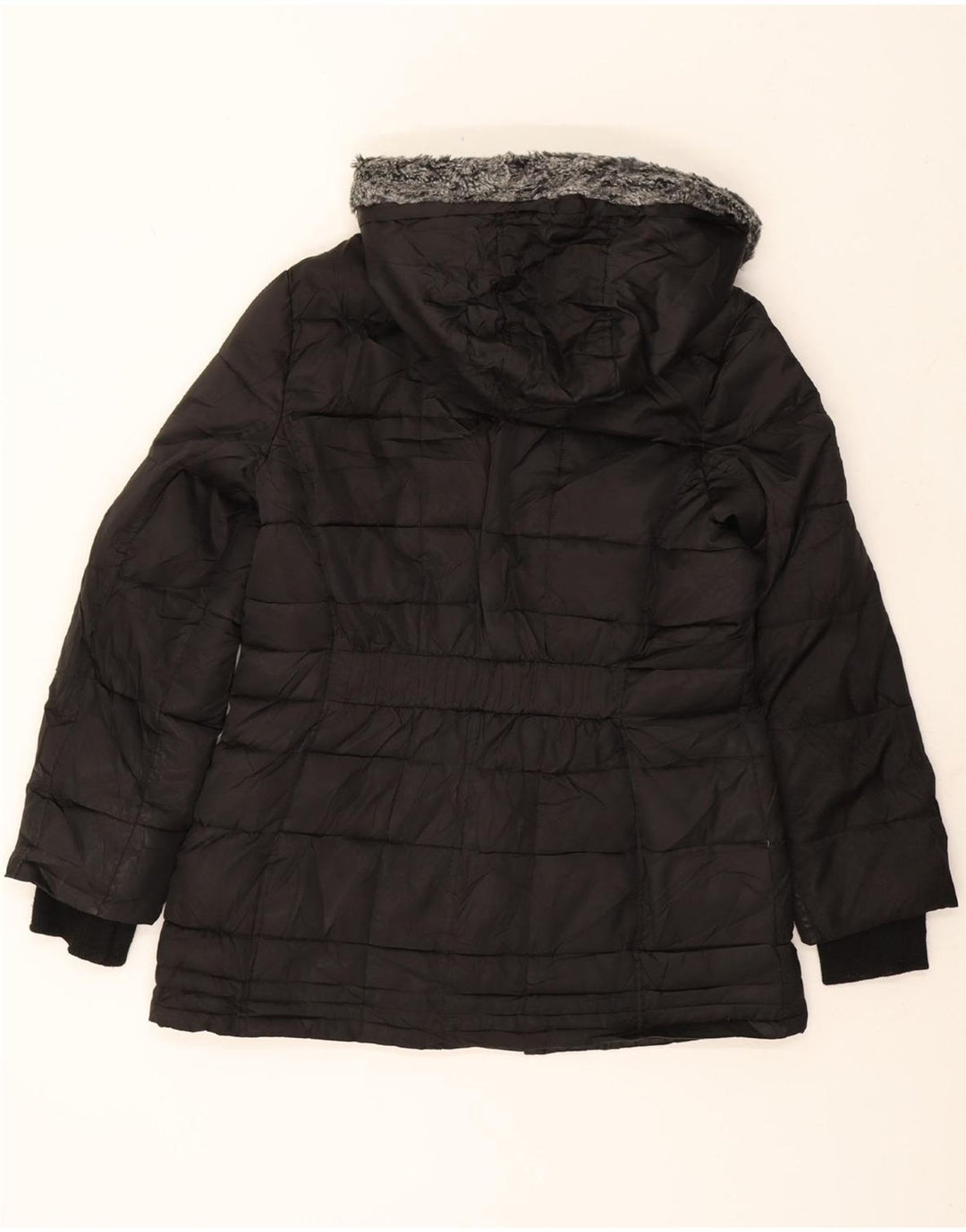NAUTICA Womens Petite Hooded Padded Jacket UK 16 Large Black Polyester Vintage Nautica and Second-Hand Nautica from Messina Hembry 