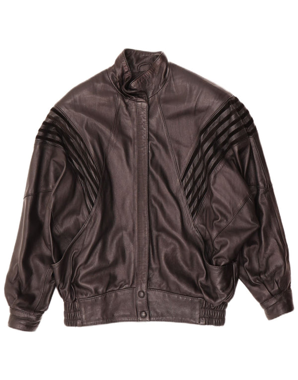 Vintage Womens Oversized Leather Jacket EU 38 Medium Black Leather