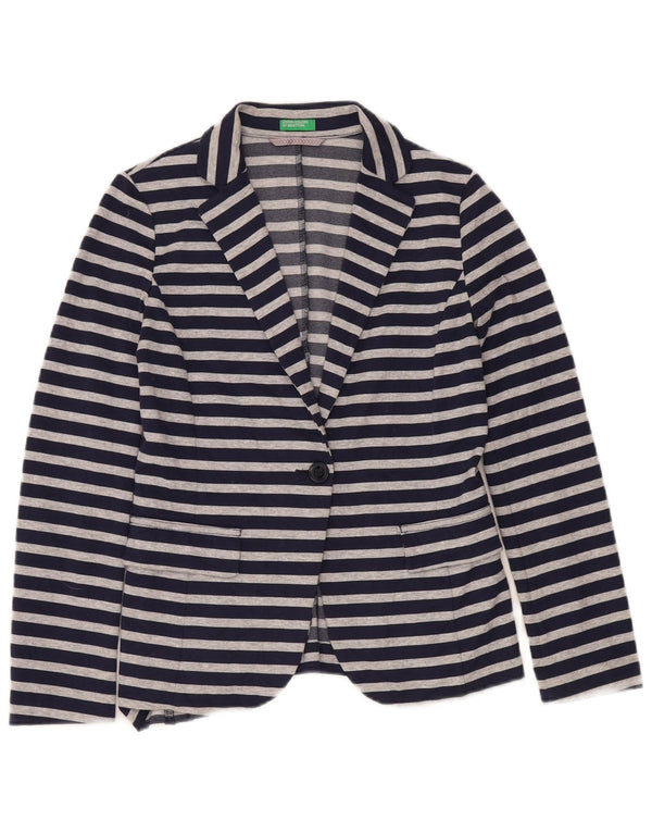 Jachetă Benetton pentru femei cu 1 nasture, Marea Britanie, 10, cu dungi mici, bleumarin