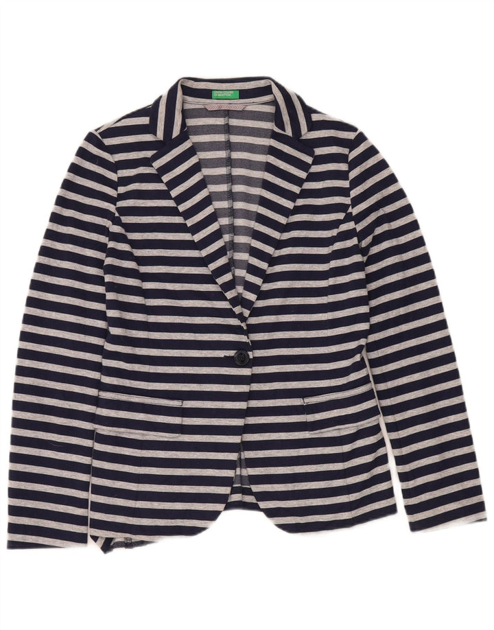 Jachetă Benetton pentru femei cu 1 nasture, Marea Britanie, 10, cu dungi mici, bleumarin