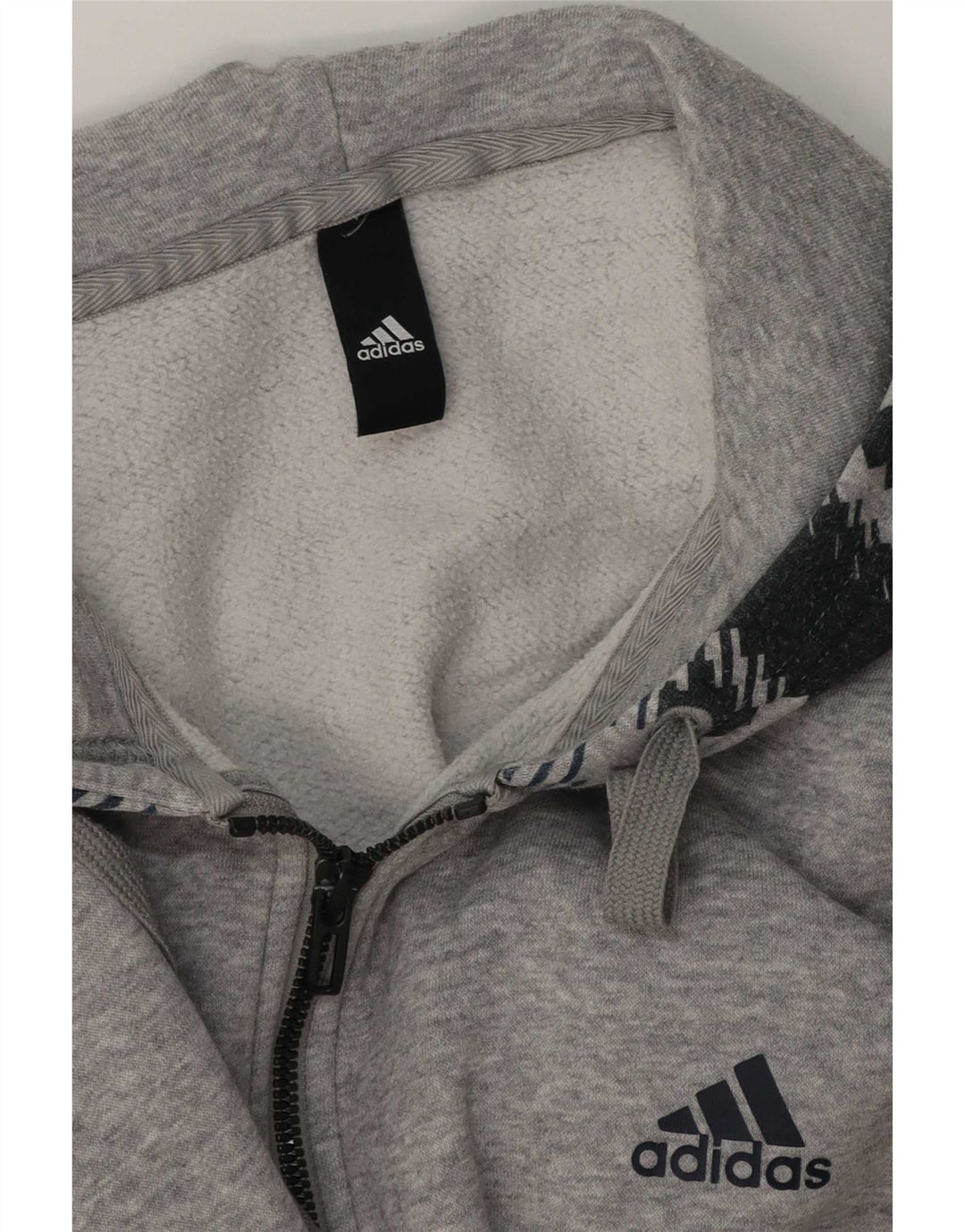 Pulover cu capotă cu fermoar Adidas pentru bărbați, mare, gri, geometric