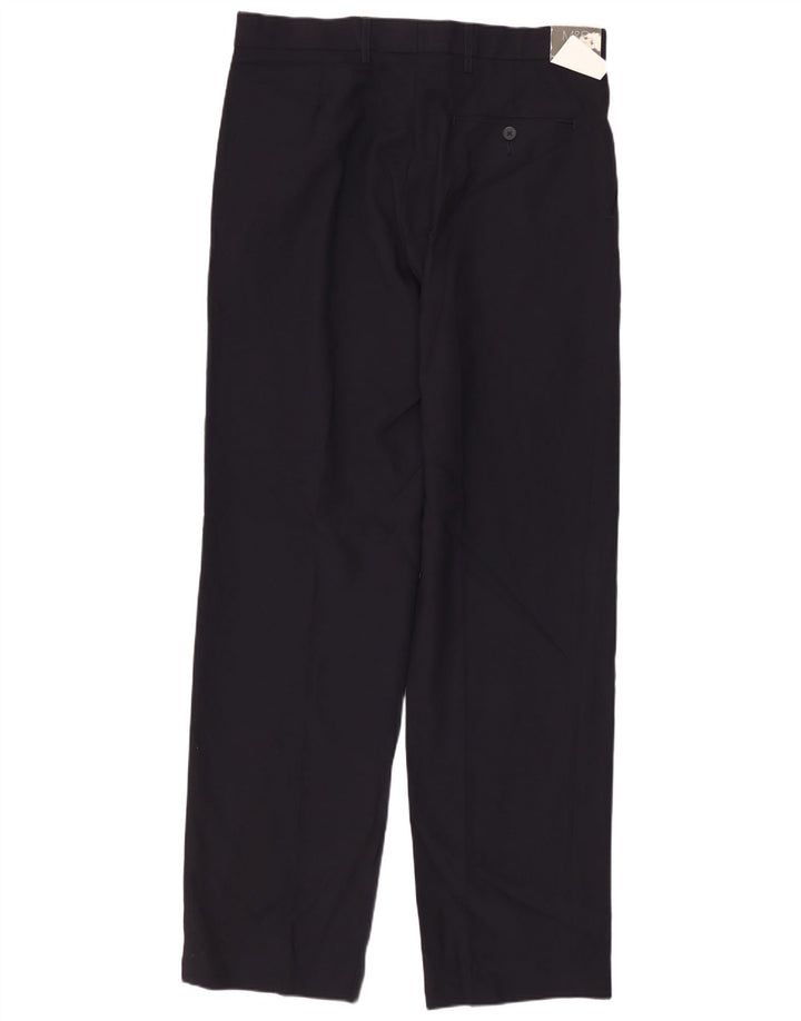 MARKS & SPENCER Pantaloni de costum pentru bărbați cu tăiere obișnuită L32 L33 poliester bleumarin