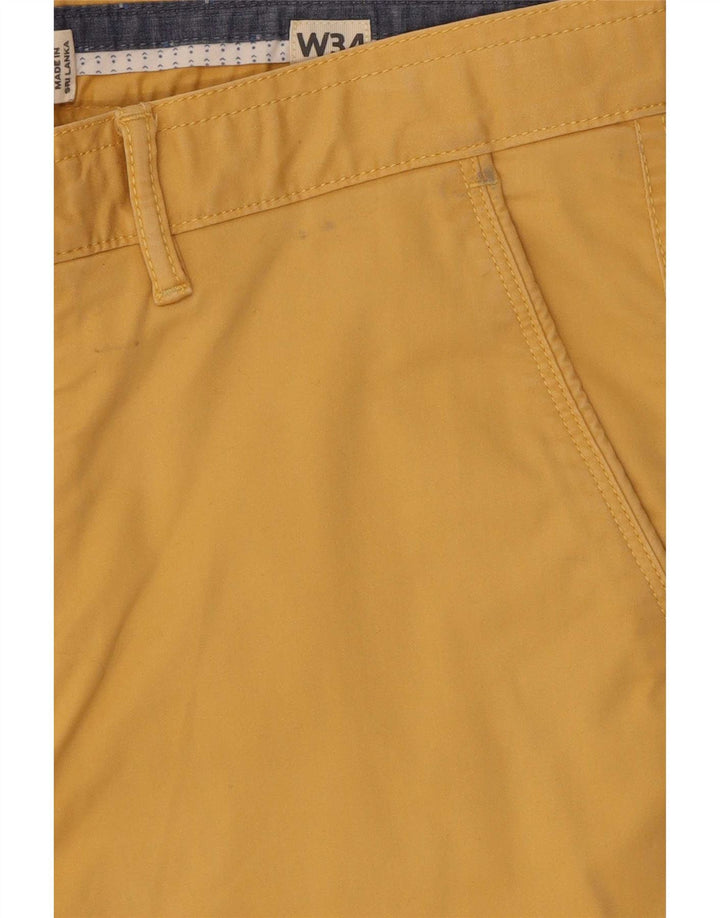 Pantaloni scurți chino pentru bărbați Fat Face W34, bumbac galben mare