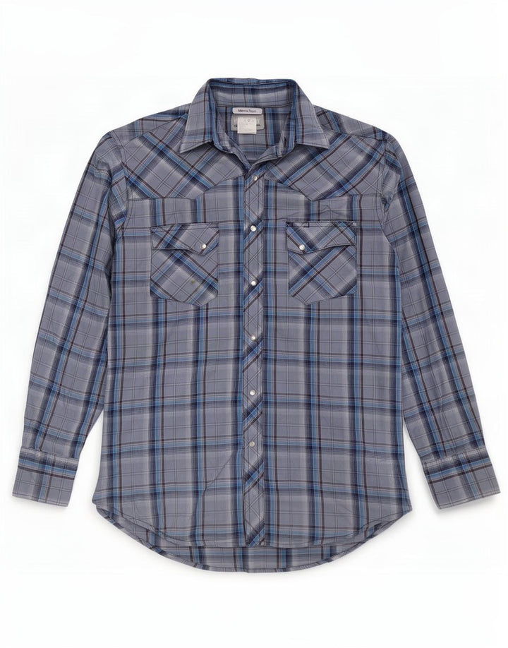 Cămașă pentru bărbați Wrangler, bumbac cu carouri albastru mediu