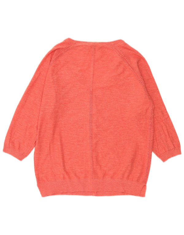 Pulover cardigan pentru femei Fat Face cu mâneci 3/4 UK 12 Medium roz peteat