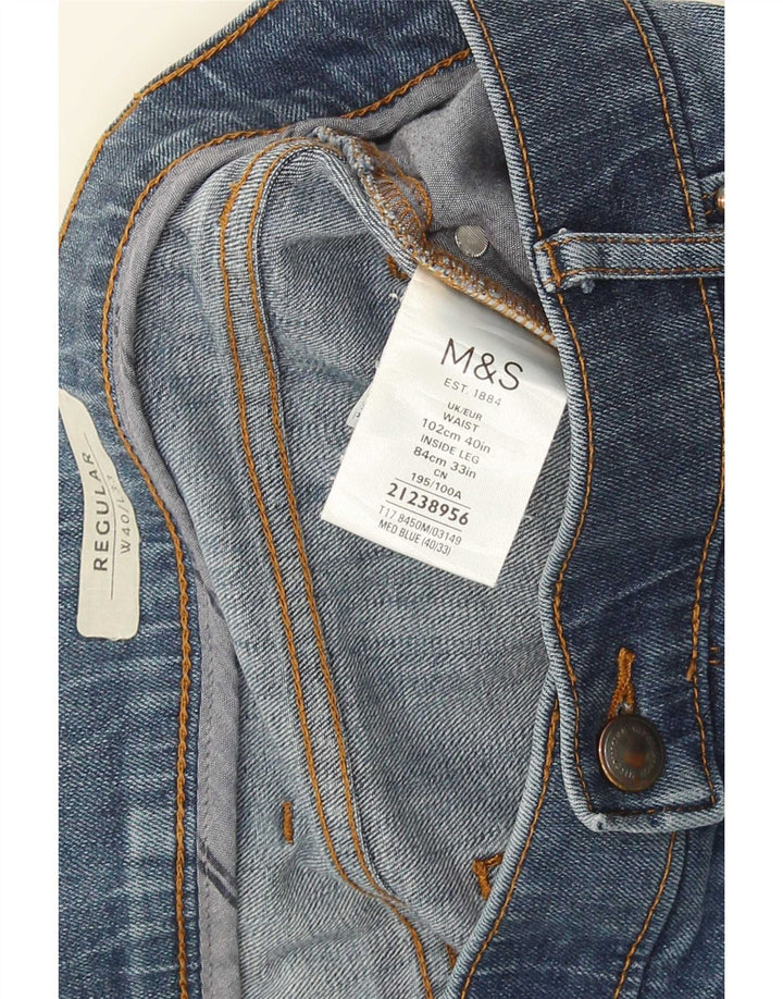 Blugi drepti pentru bărbați Marks & Spencer, cu ajustare normală, L40 L33, bumbac albastru