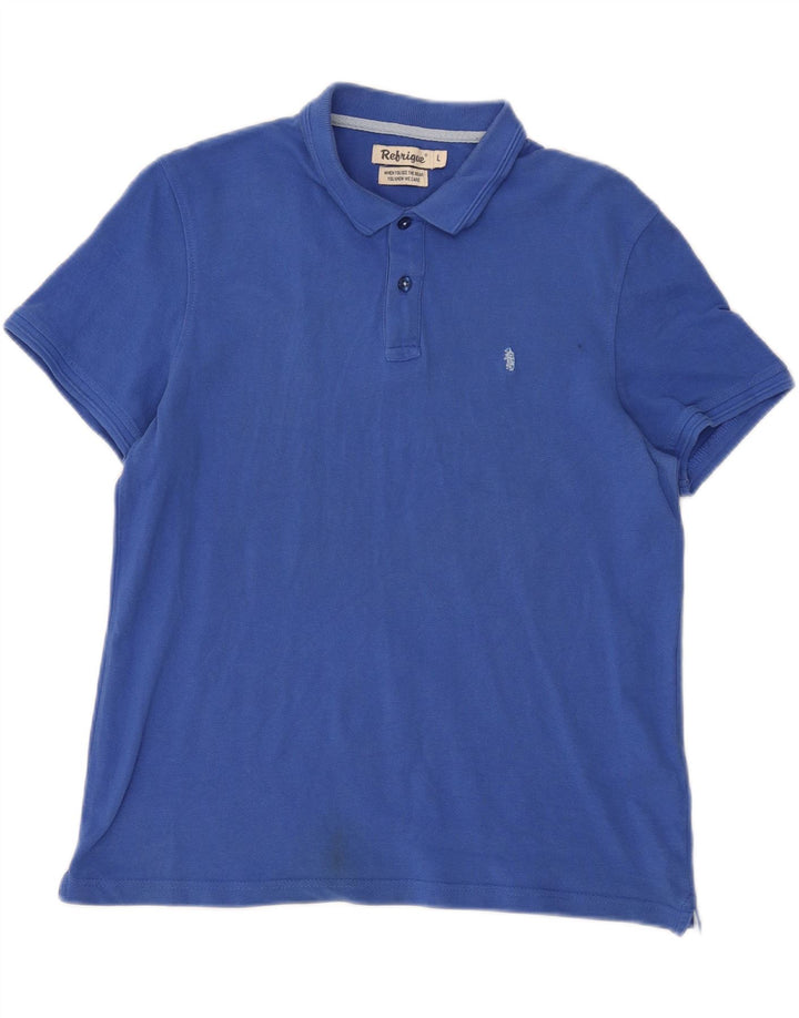 REFRIGUE Mens Polo Shirt Large Blue Cotton Vintage Refrigue and Second-Hand Refrigue from Messina Hembry 