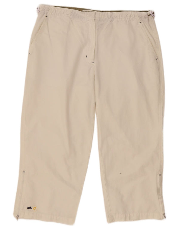Pantaloni capri drepti Nike pentru femei US 8/10 Medium W28 L20 Bumbac alb