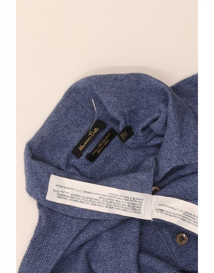 MASSIMO DUTTI Tricou polo cu mânecă lungă pentru bărbați, mare, albastru, bumbac