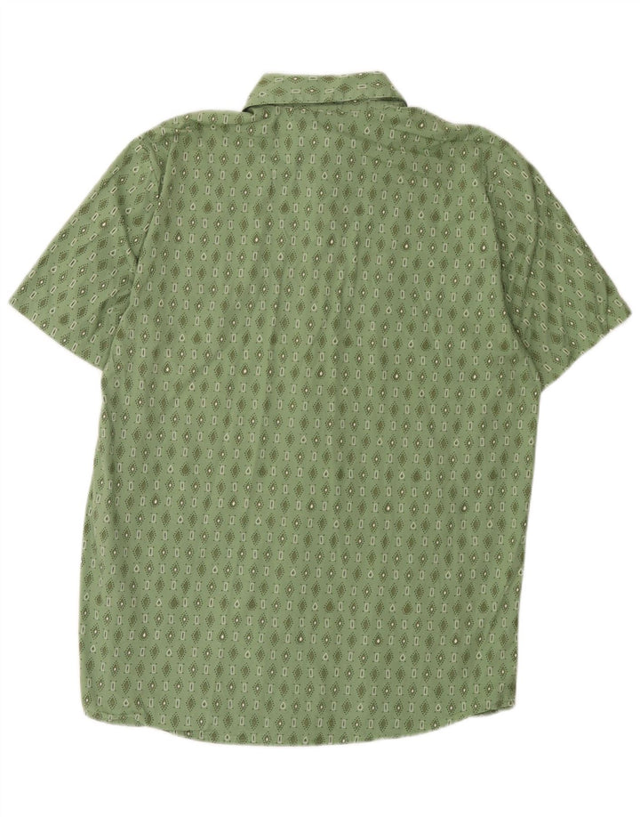 Cămașă cu mânecă scurtă pentru bărbați Volcom, bumbac geometric verde mediu