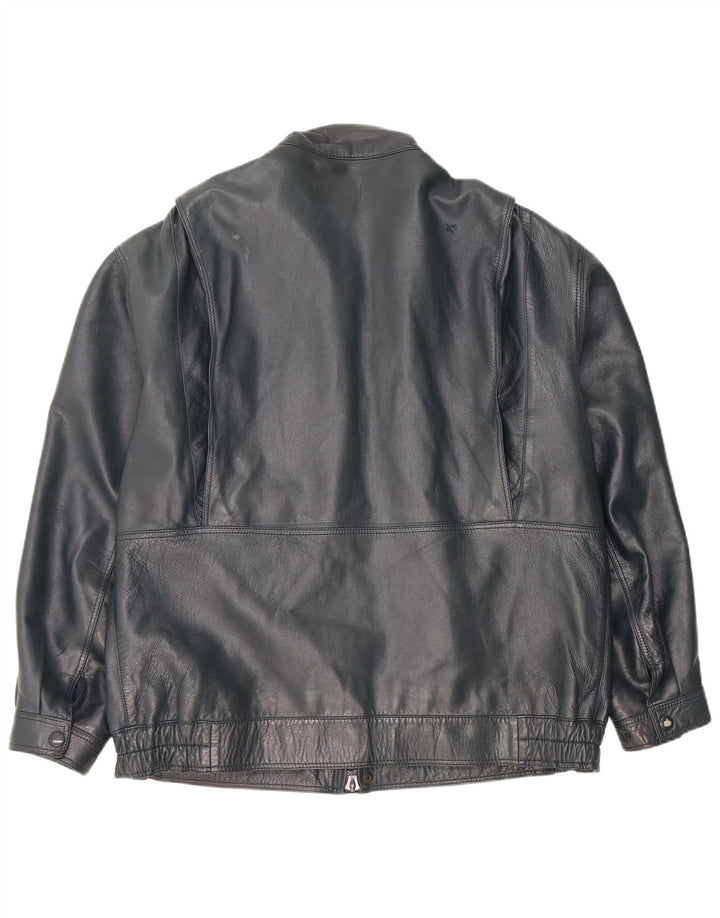 Jachetă de piele vintage pentru bărbați UK 42 XL din piele bleumarin