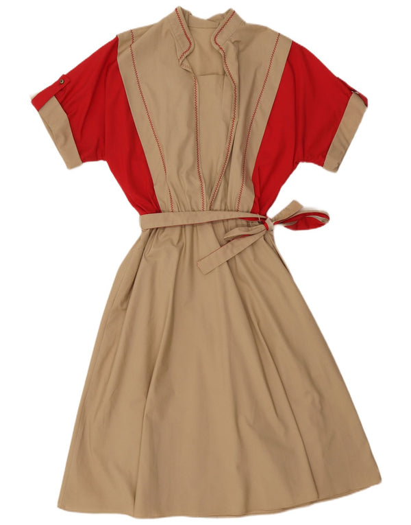 Rochie maxi pentru femei VINTAGE UK 16 mare, bej, bloc de culoare