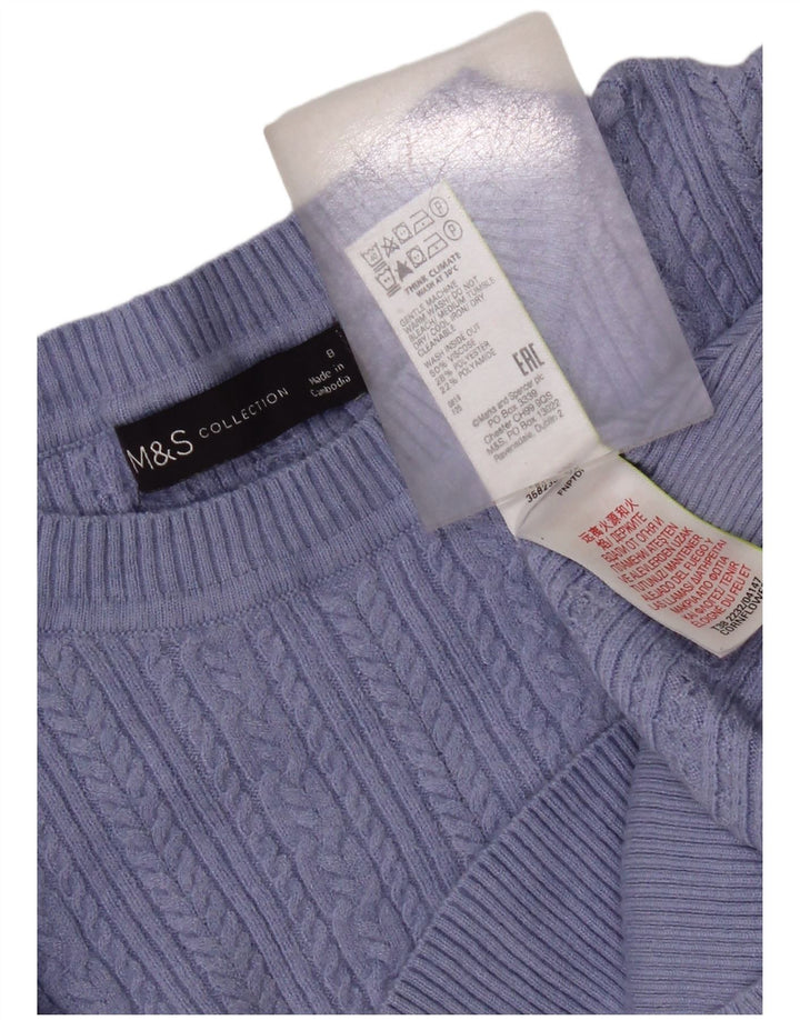 Pulover pentru femei Marks & Spencer cu decolteu rotund, UK 8, mic albastru, viscoză