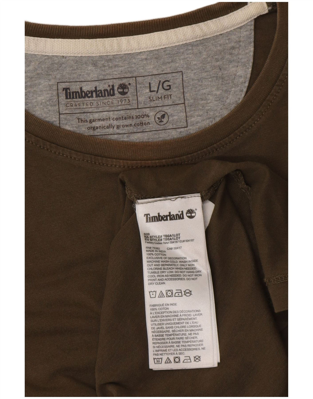 TIMBERLAND Tricou Slim Fit pentru bărbați Top mare din bumbac kaki