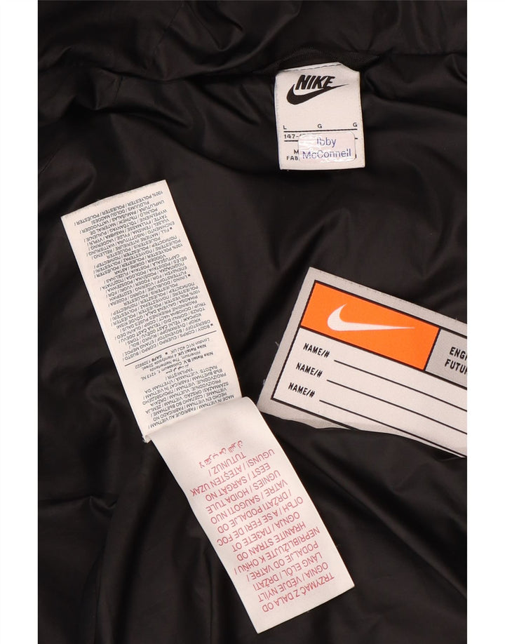 Jachetă căptușită cu glugă Nike pentru băieți 12-13 ani, mare, negru, poliester