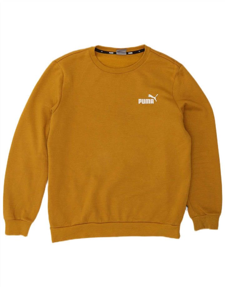 Pulover Puma pentru bărbați, bumbac galben mediu