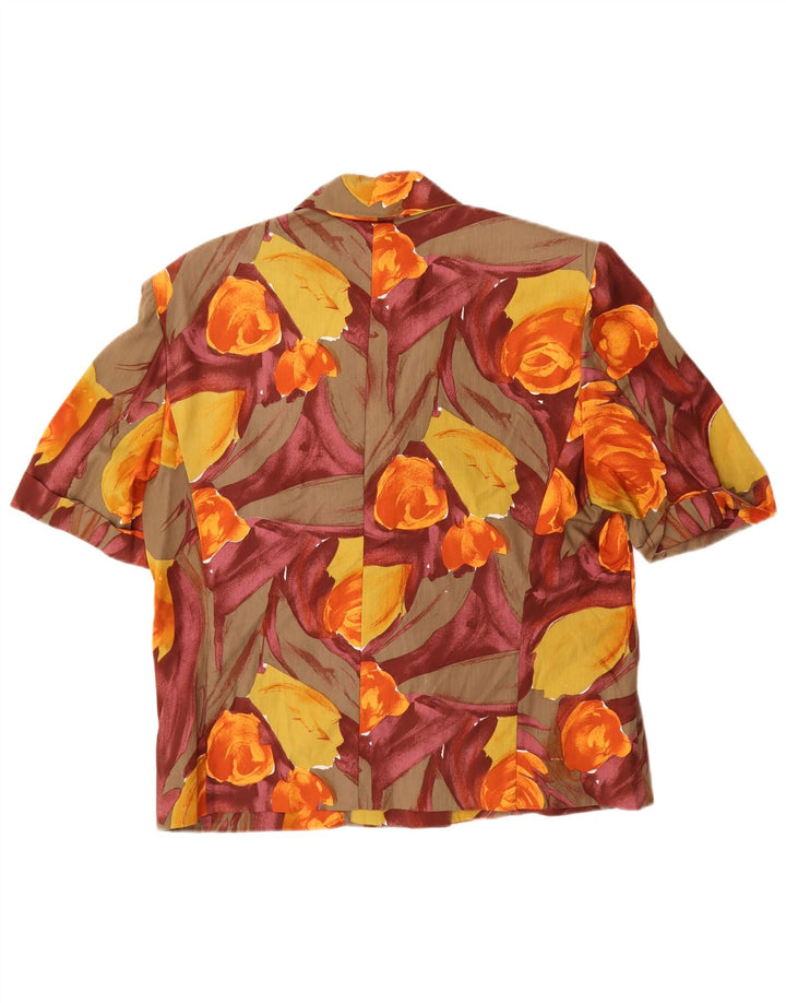 Bluză cămașă vintage pentru femei cu mânecă scurtă IT 45 Medium Multicolor Floral