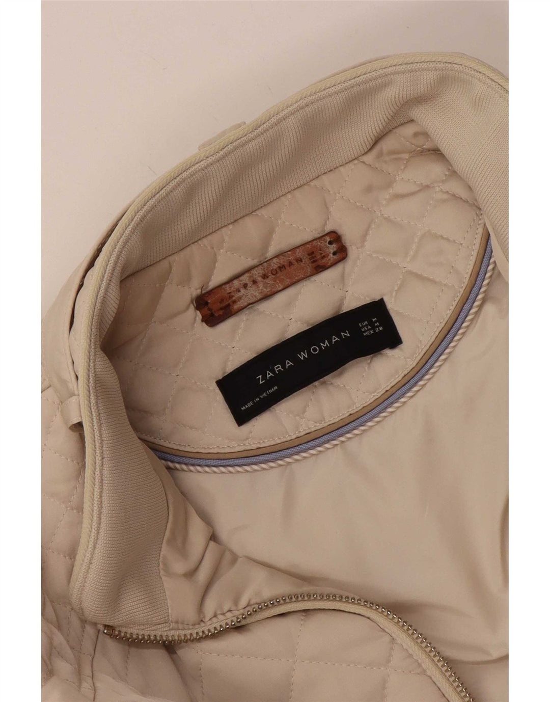 Jachetă matlasată pentru femei Zara UK 12 Medium Off White