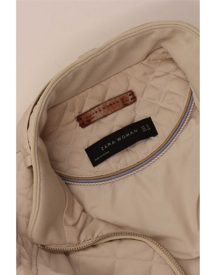 Jachetă matlasată pentru femei Zara UK 12 Medium Off White