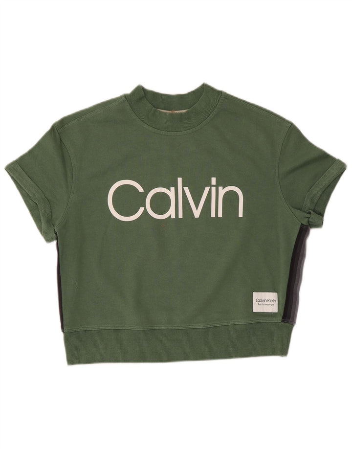 Pulover Calvin Klein pentru femei, cu grafic supradimensionat, UK 10, verde mic