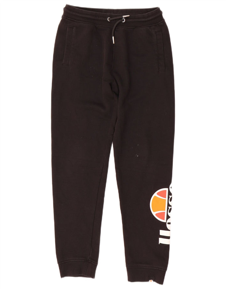 ELLESSE Băieți Grafic Pantaloni Trening Pantaloni Joggeri 11-12 Ani Bumbac Negru