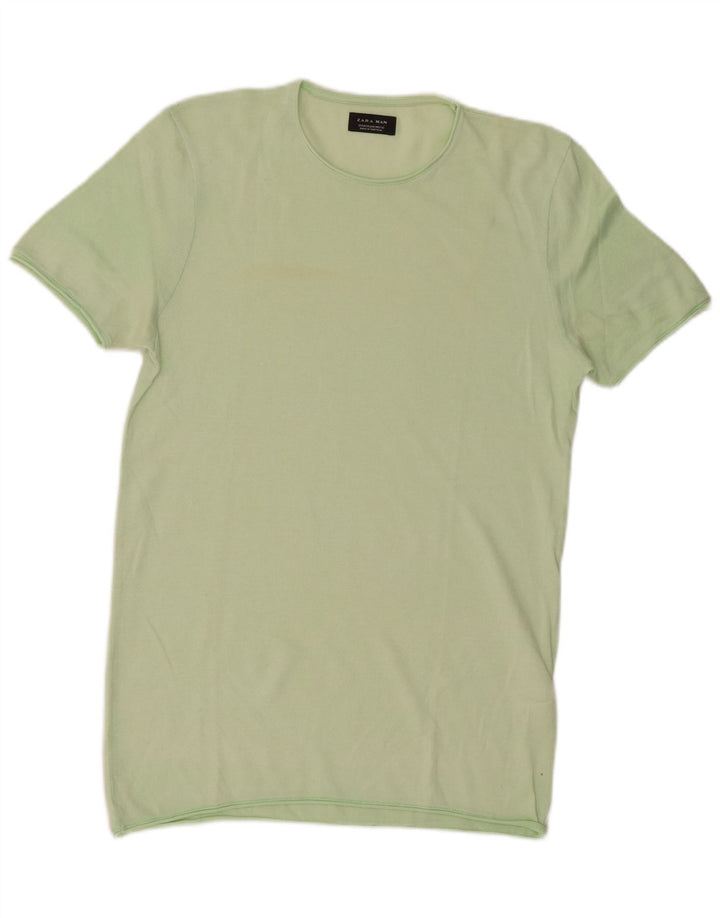 Tricou pentru bărbați Zara Top din bumbac verde mediu