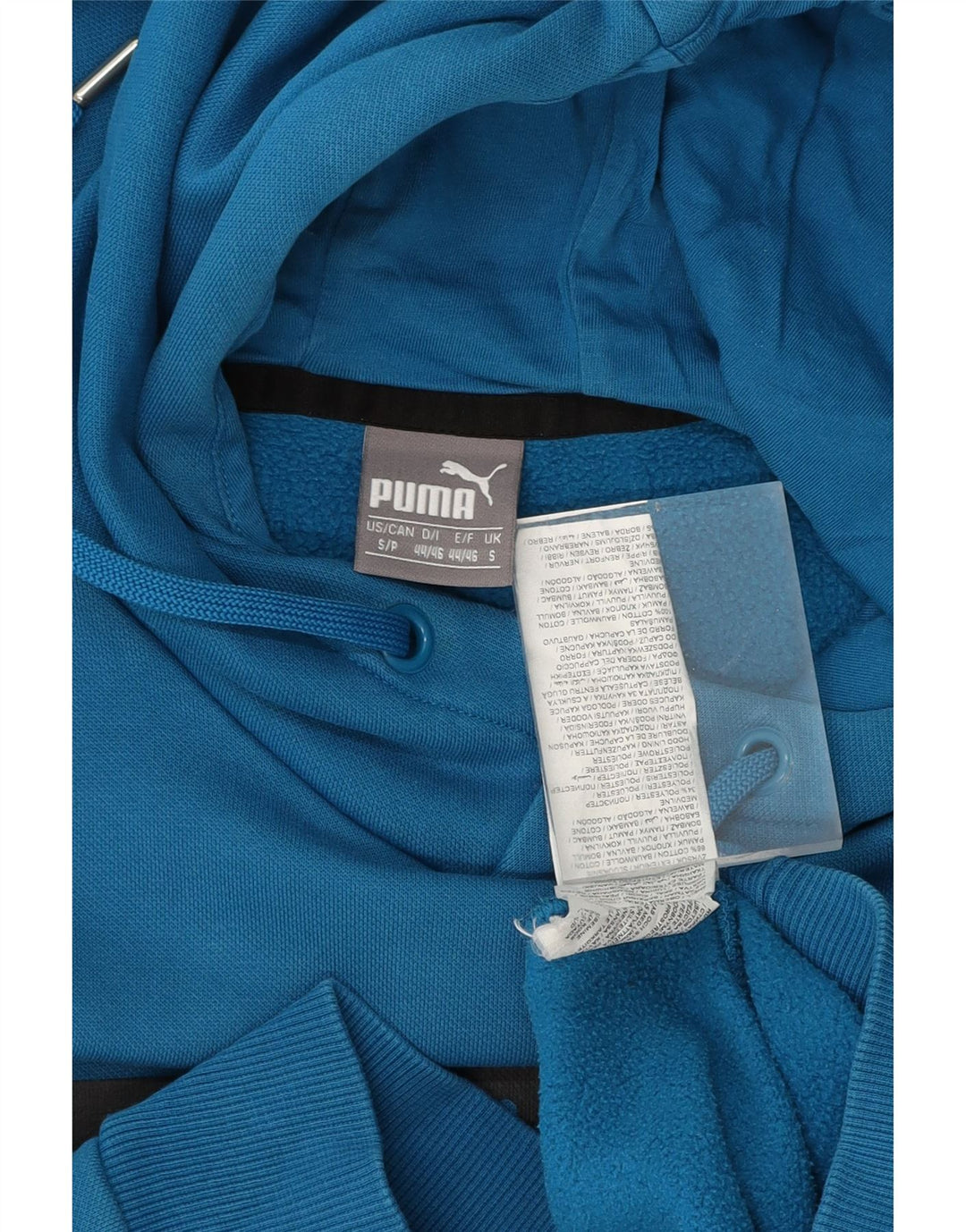 PUMA Mens Graphic Hoodie Jumper Small Blue Cotton Vintage Puma and Second-Hand Puma from Messina Hembry 