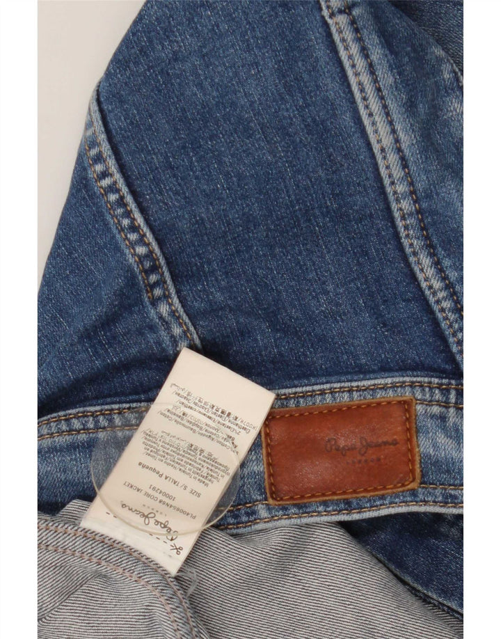 PEPE Jeans Jachetă de denim crop pentru femei UK 8 Small Blue Bumbac