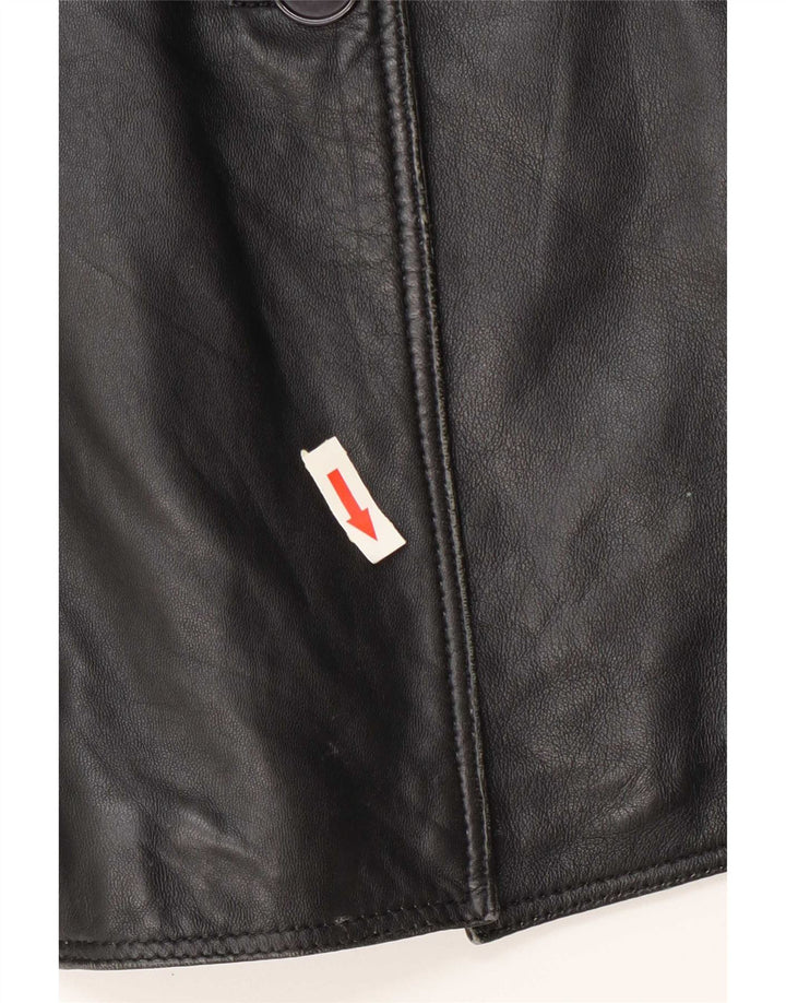 Jachetă vintage din piele cu 3 nasturi pentru femei IT 42 Medium Black