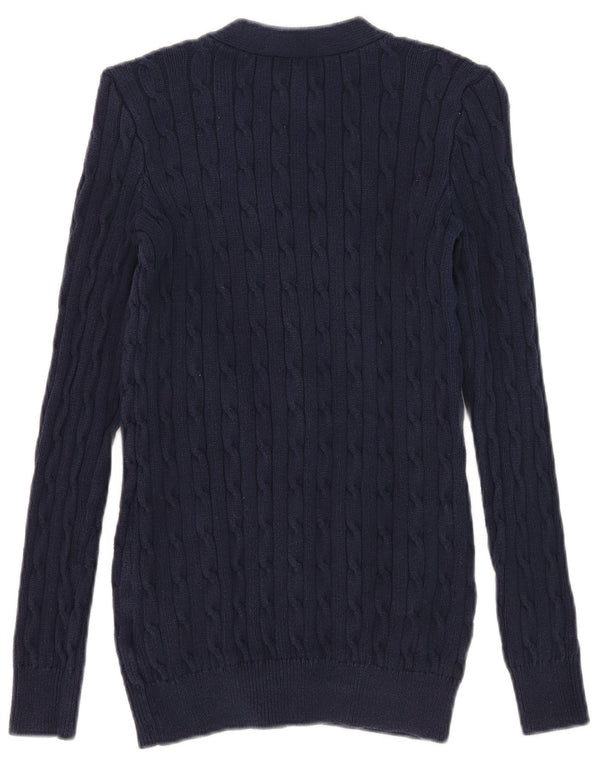 Pulover cardigan Polo Ralph Lauren pentru femei UK 10 mic Bumbac bleumarin