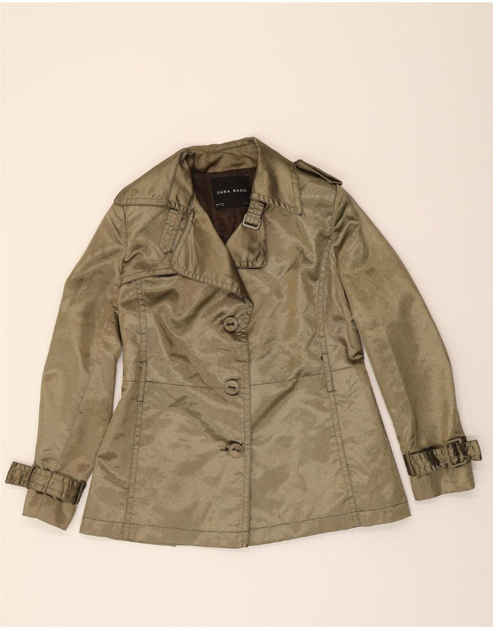ZARA Womens 3 Button Blazer Jacket UK 16 Large Khaki Nylon Vintage Zara and Second-Hand Zara from Messina Hembry 