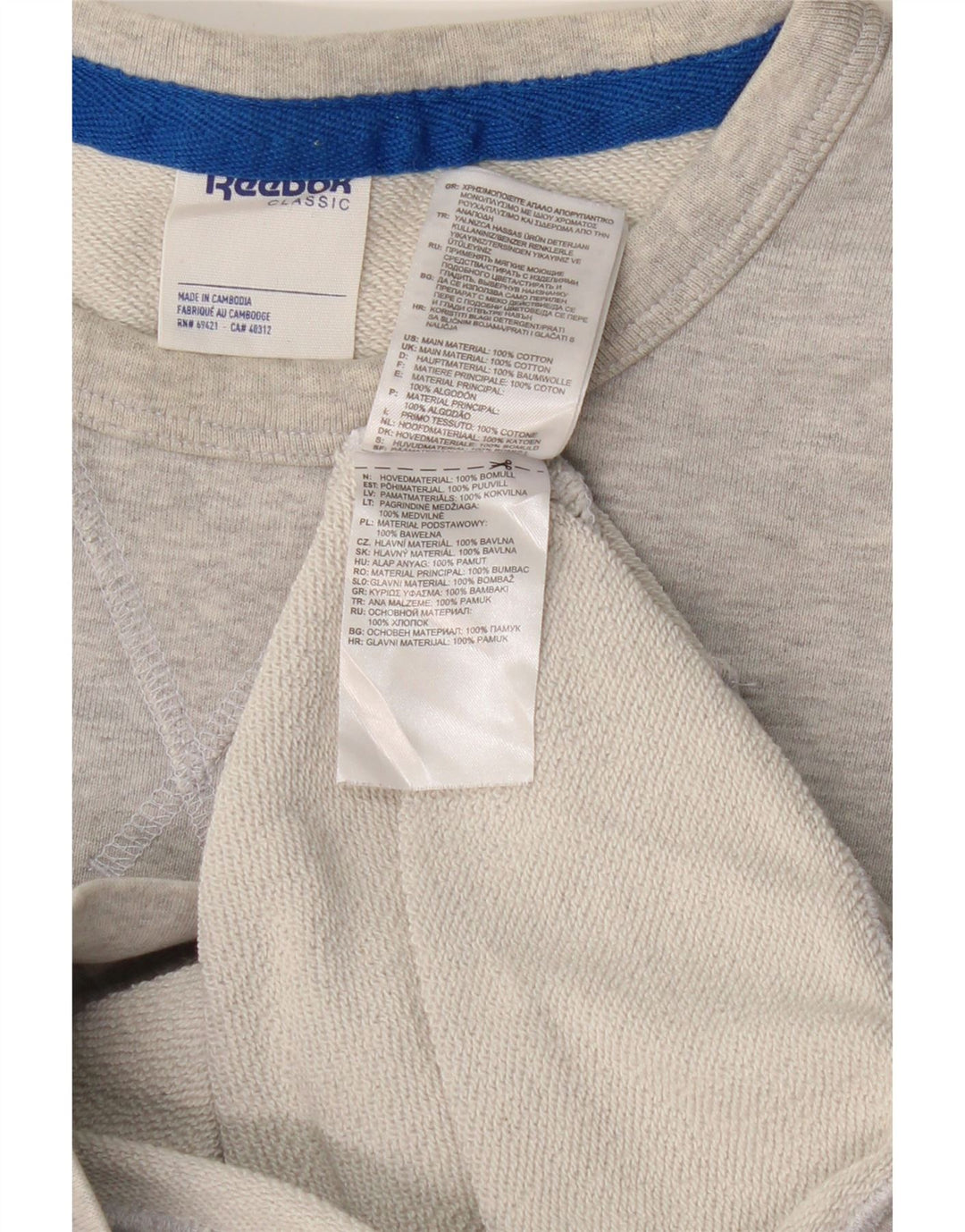 Hanorac grafic pentru bărbați REEBOK Jumper mic, gri, bumbac color bloc