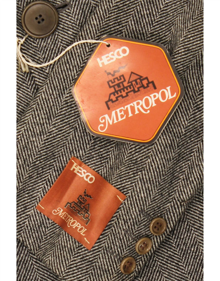 Pardesiu vintage pentru bărbați IT 48 Lână Gri Medium Herringbone