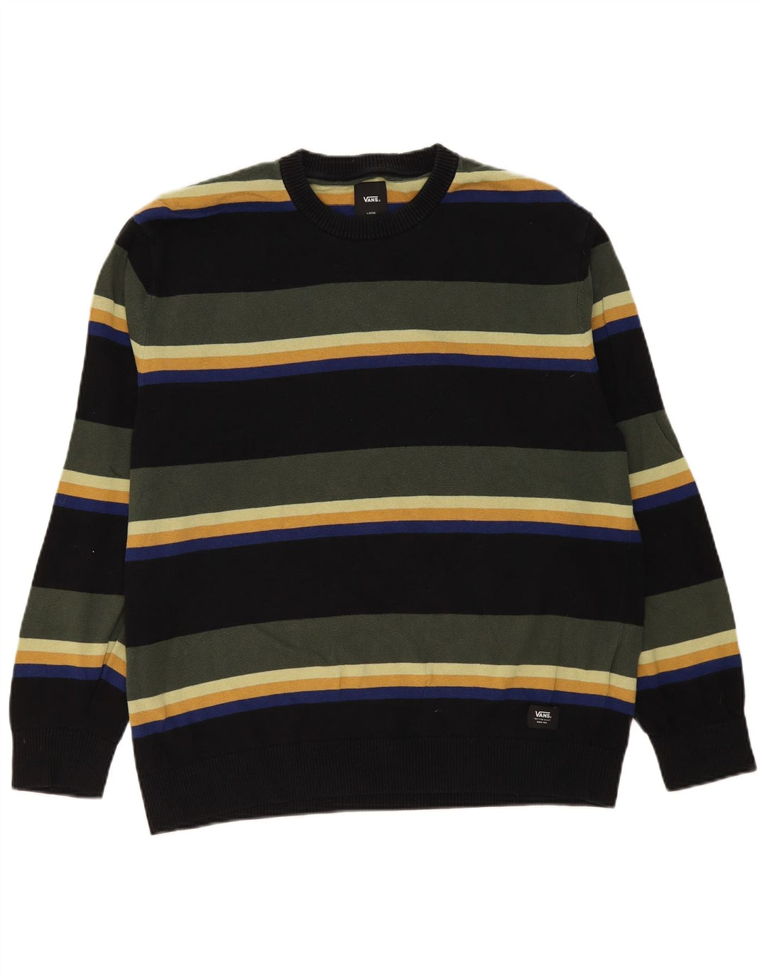 Pulover Vans pentru bărbați, cu gât crew, bumbac cu dungi mari, multicolore